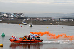 Santa swaps his sleigh for a lifeboat