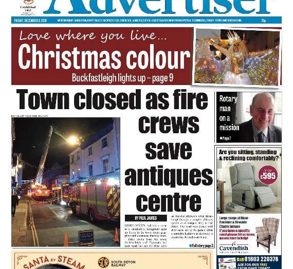 Town closed as fire crews save antiques centre