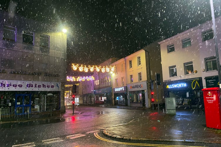 It's snowing in Newton Abbot tonight.
Picture: Nick Knight