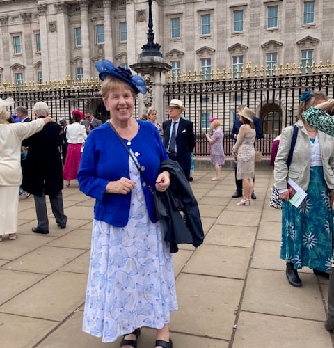 Marie Whitehead at Buckingham Palace for a garden party 