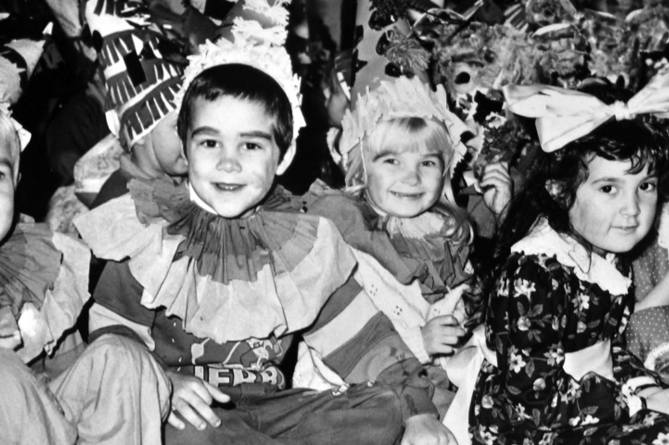 Happy faces from the Milber Infants Christmas play The Little Angel in 1992.