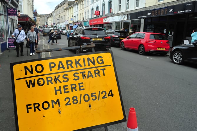 Warning signs are out -which means work on the controversial Queen Steet plans in Newton Abbot is about to commence