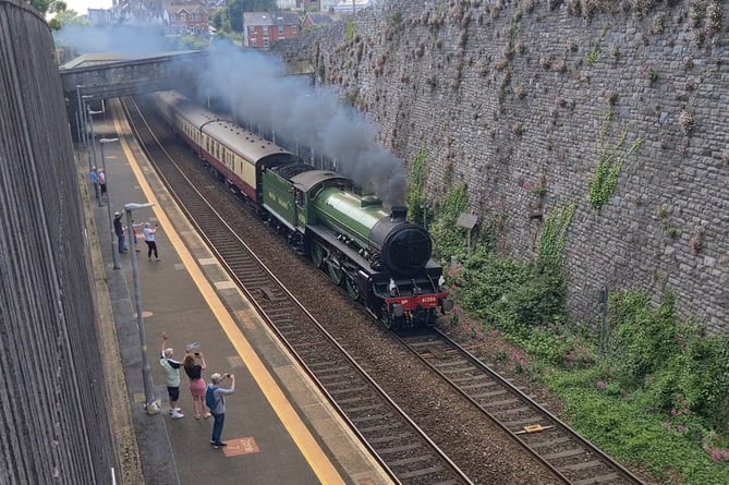 Mayflower pictured passing through Teignmouth. Photo Coast Cams 