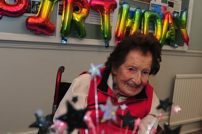 Kingsteignton resident Kathleen 'Ruth' Burton celebrating her 101st birthday.