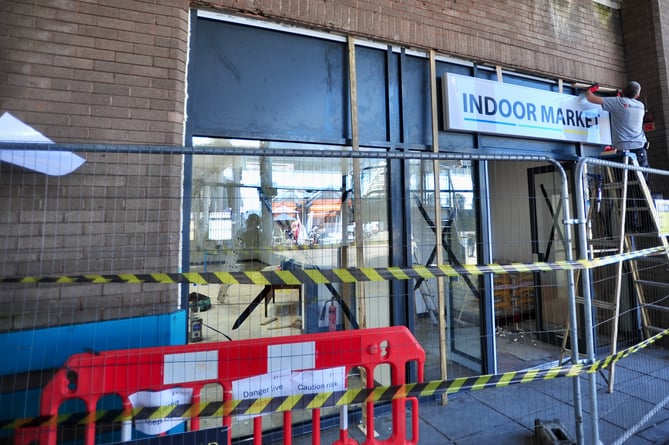 Taking shape - Newton Abbot's new temporary Indoor Market Hall