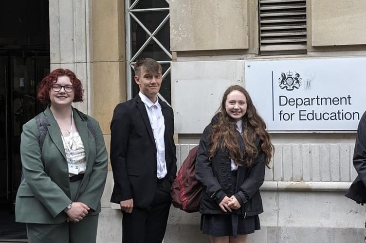 Students from Teign School at the Department for Education 