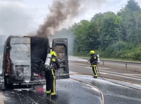 Fire crews tackle van blaze 