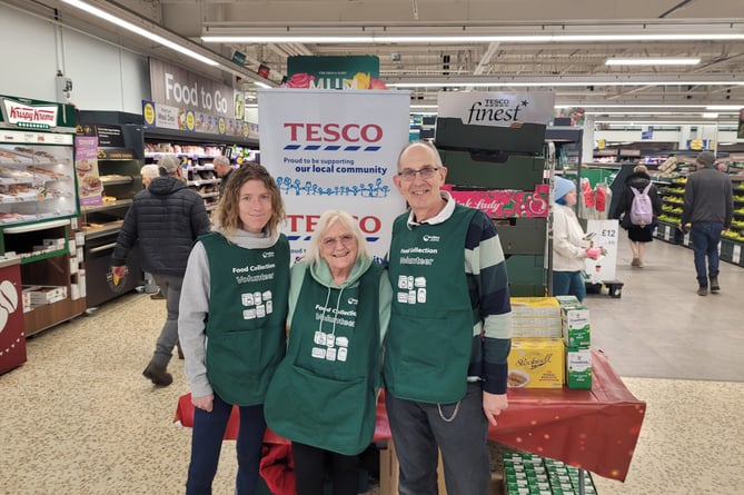 Volunteers from the Larder receiving the items left to right Nina Rowe, Jackie Jackson and Roger Jackson.