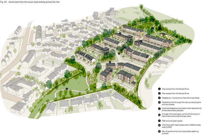 Artist's impression of Guinness Partnership's  proposal for up to 81 new dwellings on land north of New Road in Teignmouth