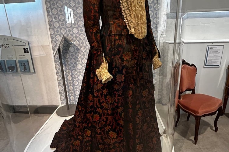 Victorian silk dress at Newton Abbot Museum. Photo Nigel Canham 