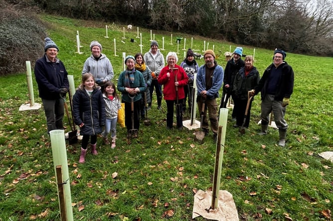 Volunteers planted more than 100 native trees in Bovey Tracey. Photo Nigel Canham 